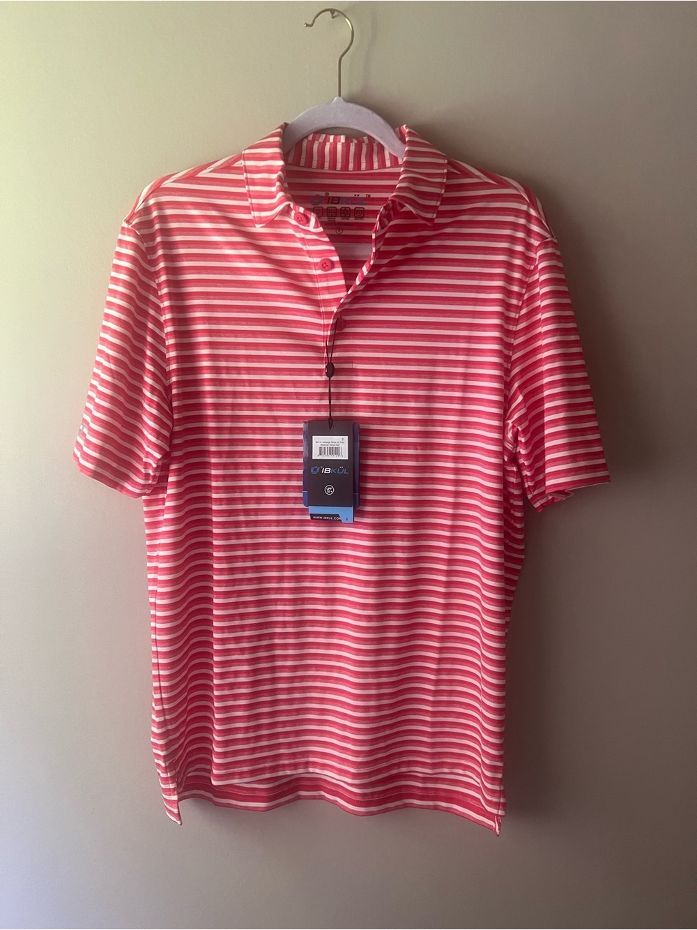 IBKUL Men's Red & White Striped Polo Shirt - Lightweight Performance